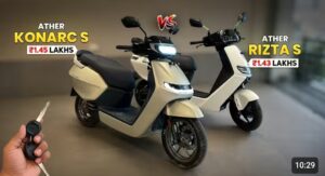 Detailed comparison between two 2026 Ather electric scooters, the Rizta S and the Konarc S,