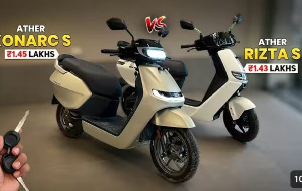 Detailed comparison between two 2026 Ather electric scooters, the Rizta S and the Konarc S,